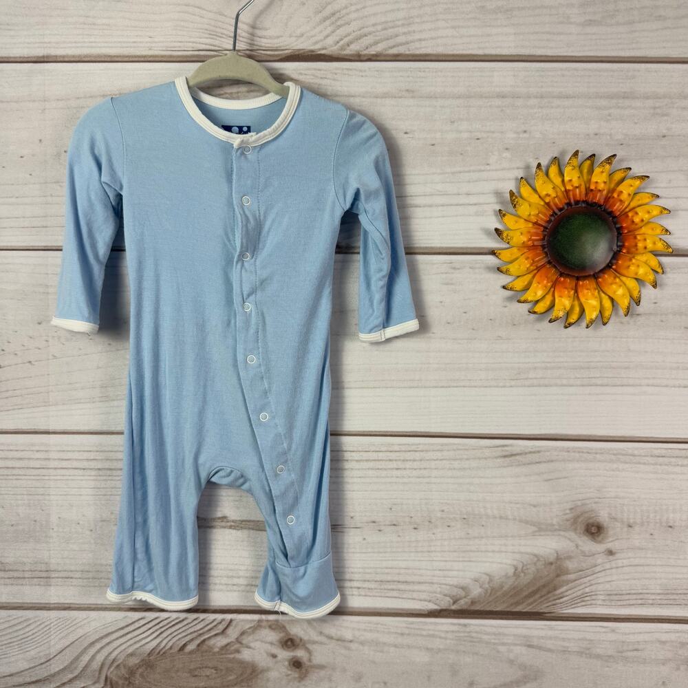 KicKee Pants Baby Romper Sleepsuit Blue "I Love Grandpa" Heart 0-3 Months Bamboo